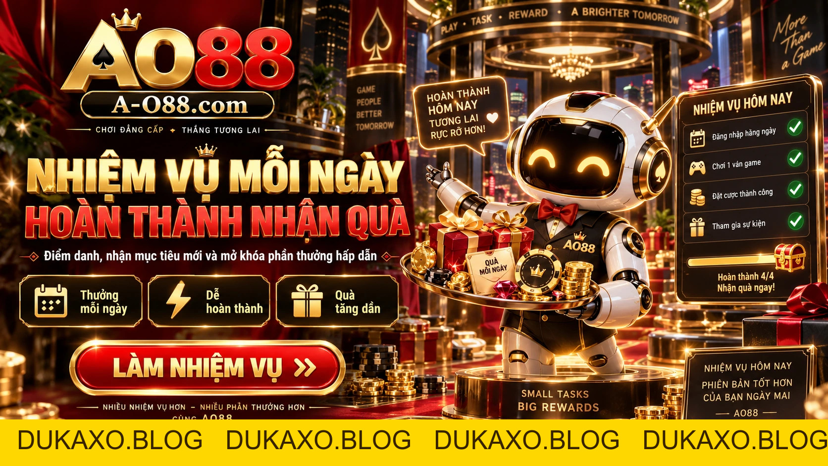 Nhiệm Vụ Hàng Ngày AO88 – Điểm Danh & Nhận Quà - DUKAXO